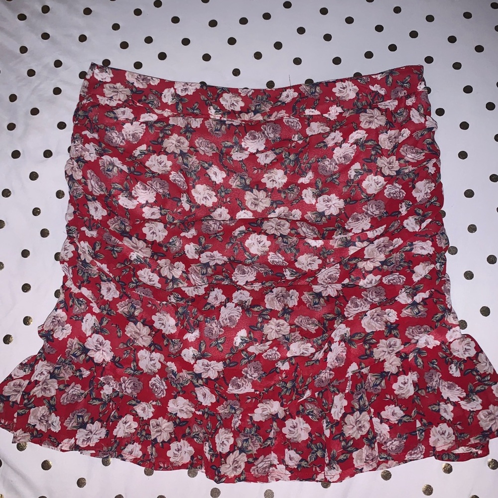 Floral ruffle hem Mini Skirt